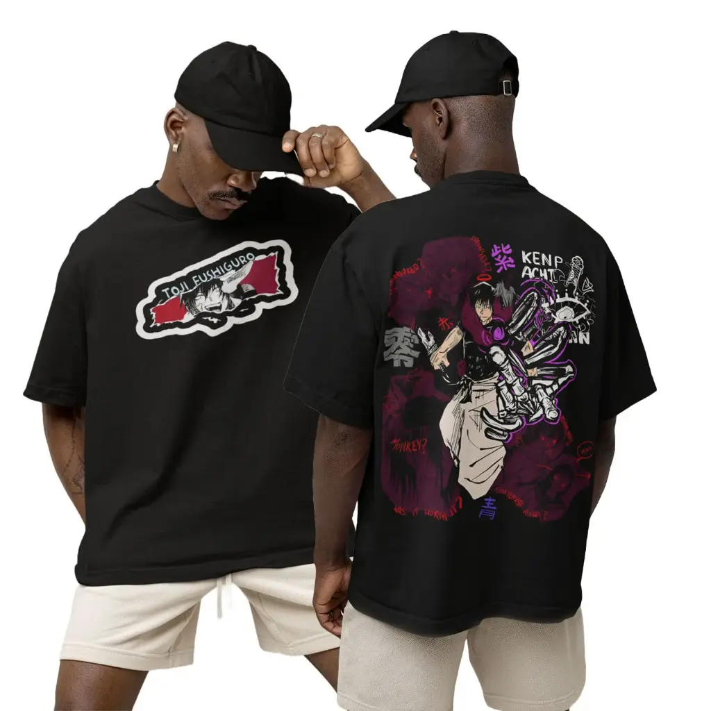 Cloroot Toji Fushiguro Anime Printed Oversized T-Shirt for Men | 220 GSM Cotton