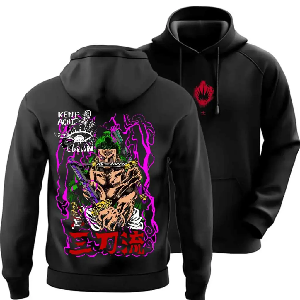 One Piece Zoro Anime Oversized Hoodie for Men & Women Premium 300 GSM Cotton Hoodie