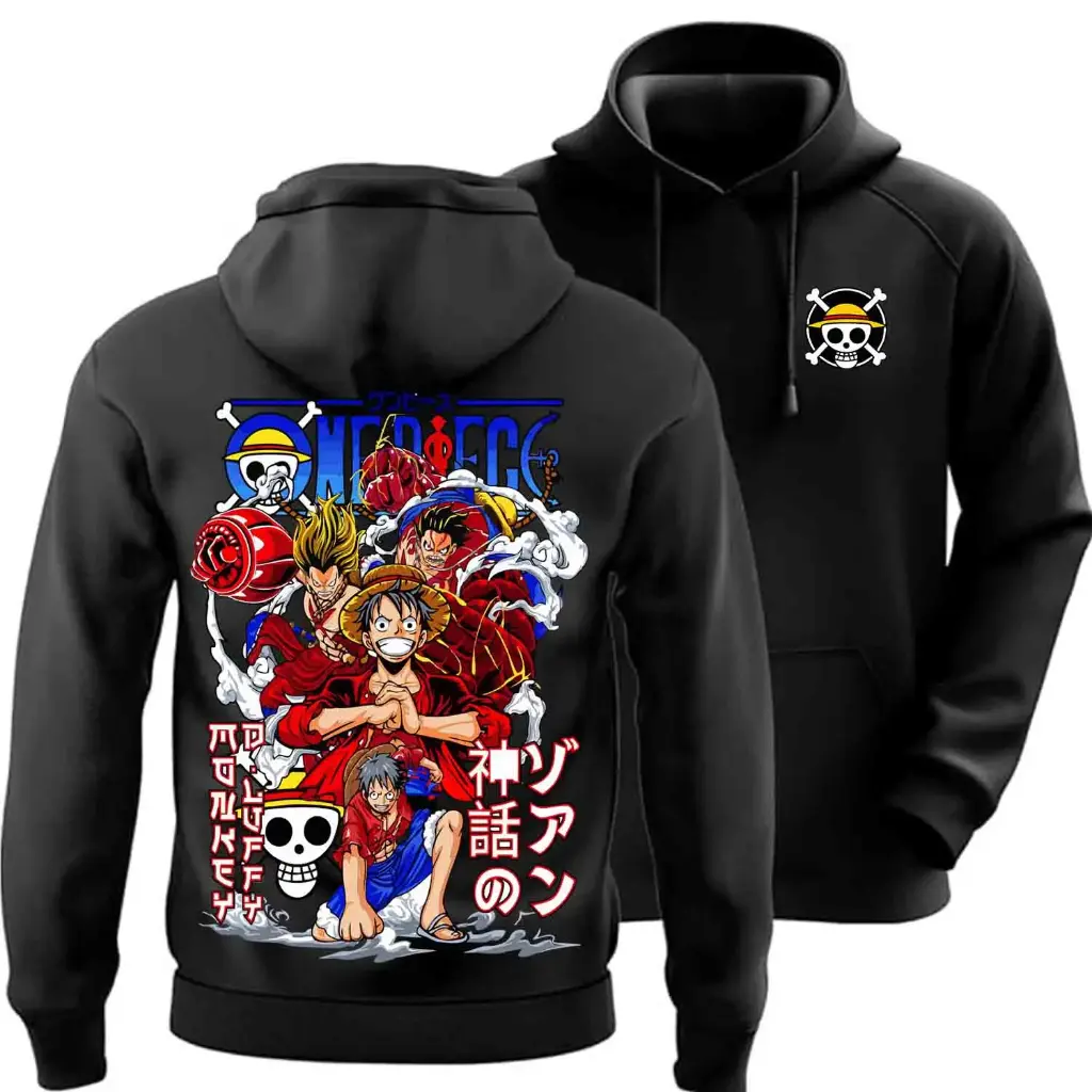 One Piece Black Hoodie – Oversized Anime Streetwear for Men & Women