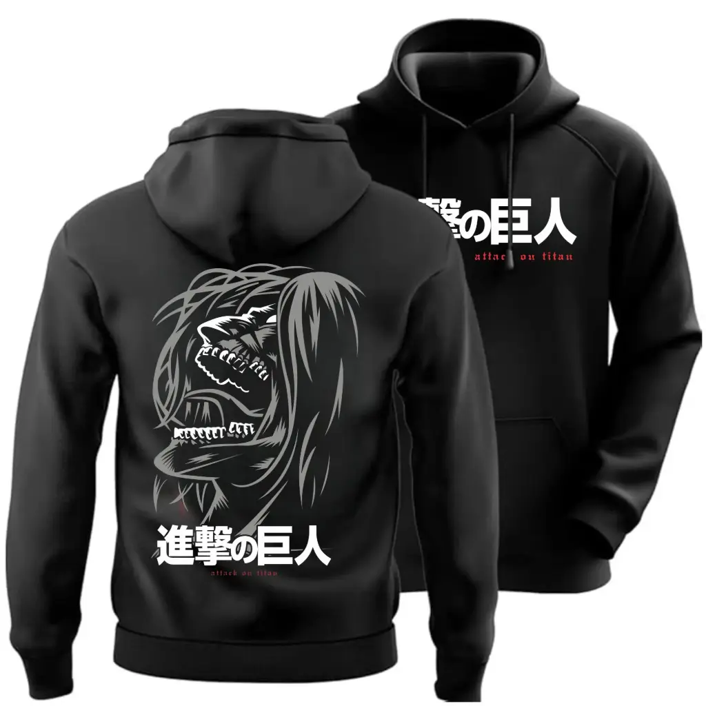 AOT Black Hoodie – Attack on Titan Anime Oversized Streetwear Unisex