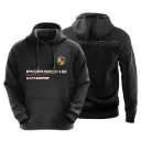Black Motorsport Printed Hoodie for Men – Regular Fit Fleece Sweatshirt with Hood & Kangaroo Pocket