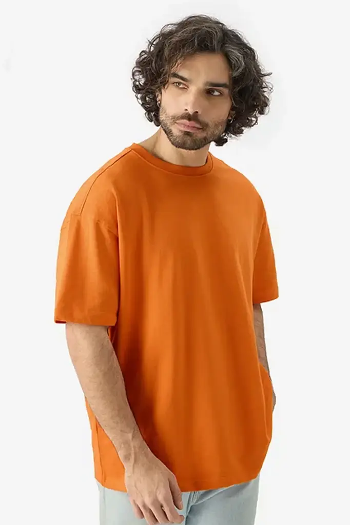 Cloroot Premium Orange Oversized T-Shirt for Men |  240 GSM Cotton Terry