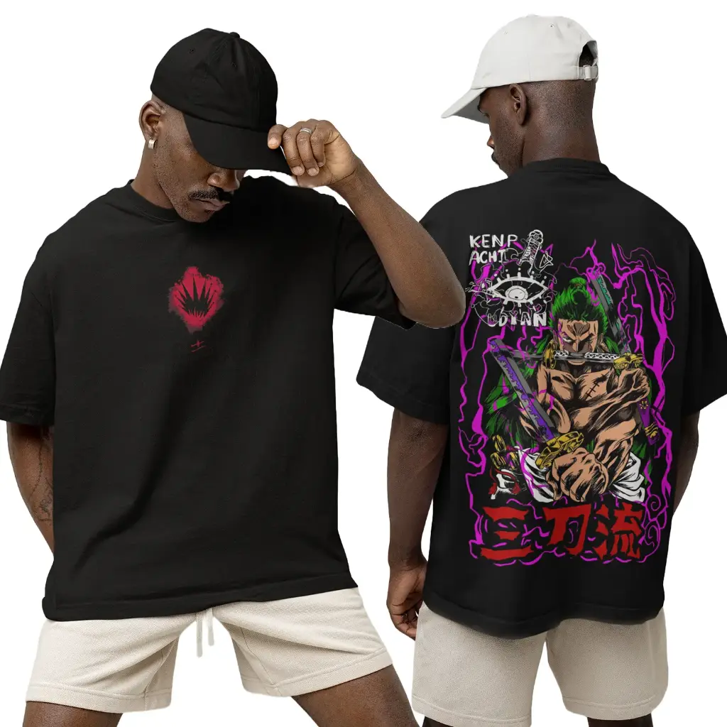 Cloroot® Premium Black Anime Oversized T-Shirt for Men | 220 GSM