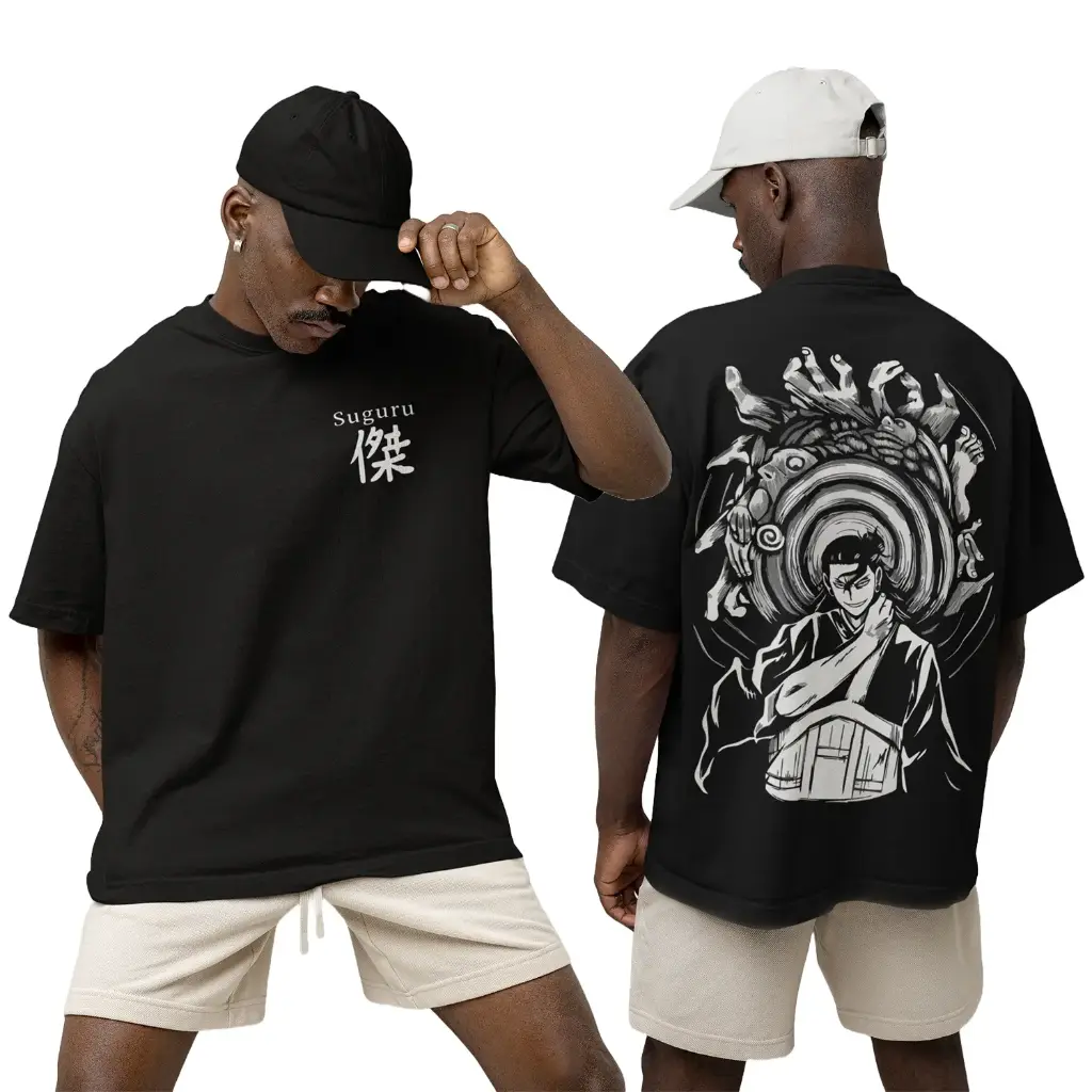 Suguru Anime Oversized T-Shirt – Black | 220 GSM Premium Cotton