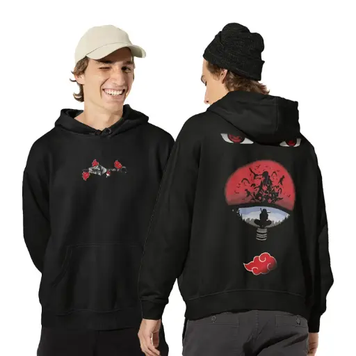 Naruto Itachi Uchiha Black Oversized Hoodie | Anime Streetwear for Men & Women