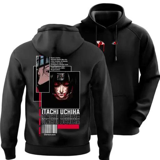 Itachi Uchiha Black Oversized Hoodie  Anime Streetwear for Men & Women