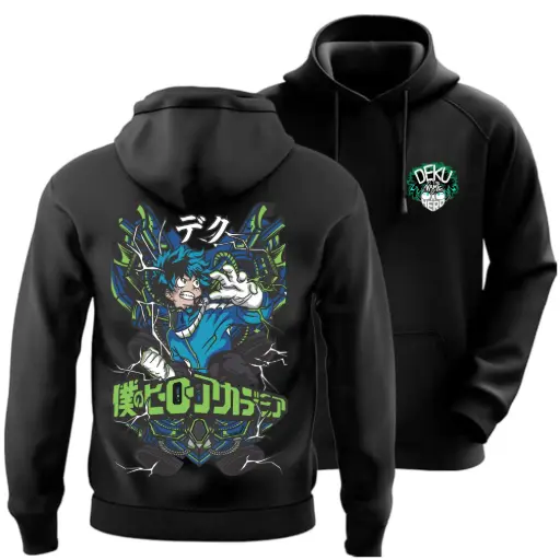 Deku Black Hoodie – Anime Oversized Streetwear Unisex
