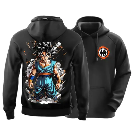 Blue Goku Black Hoodie – Dragon Ball Anime Oversized Unisex