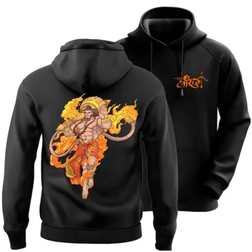 Hanuman Ji Black Hoodie – Hindu Mythology Oversized Unisex Streetwear