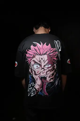 Sukuna Black Oversized T-Shirt – Limited Edition Anime Streetwear | 220 GSM Cotton
